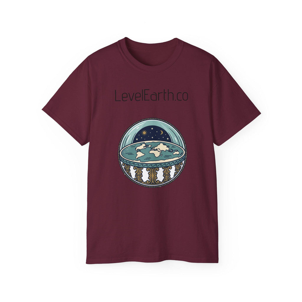 Flat Earth Dome Illustration T-Shirt | LevelEarth.co Logo