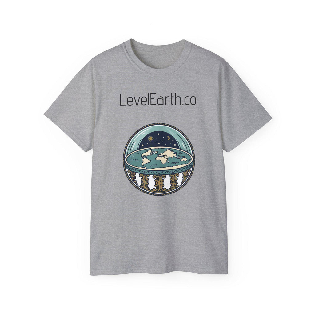 Flat Earth Dome Illustration T-Shirt | LevelEarth.co Logo