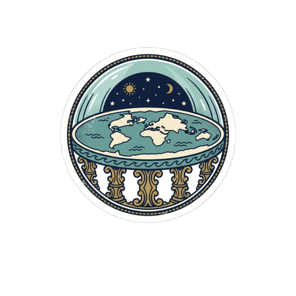 Flat Earth Map Stickers | Durable Vinyl Decals (Kiss-Cut)