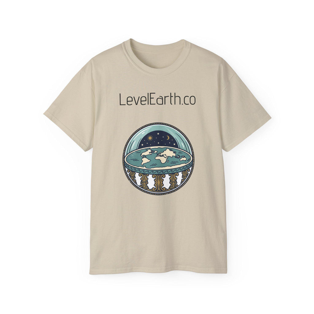 Flat Earth Dome Illustration T-Shirt | LevelEarth.co Logo