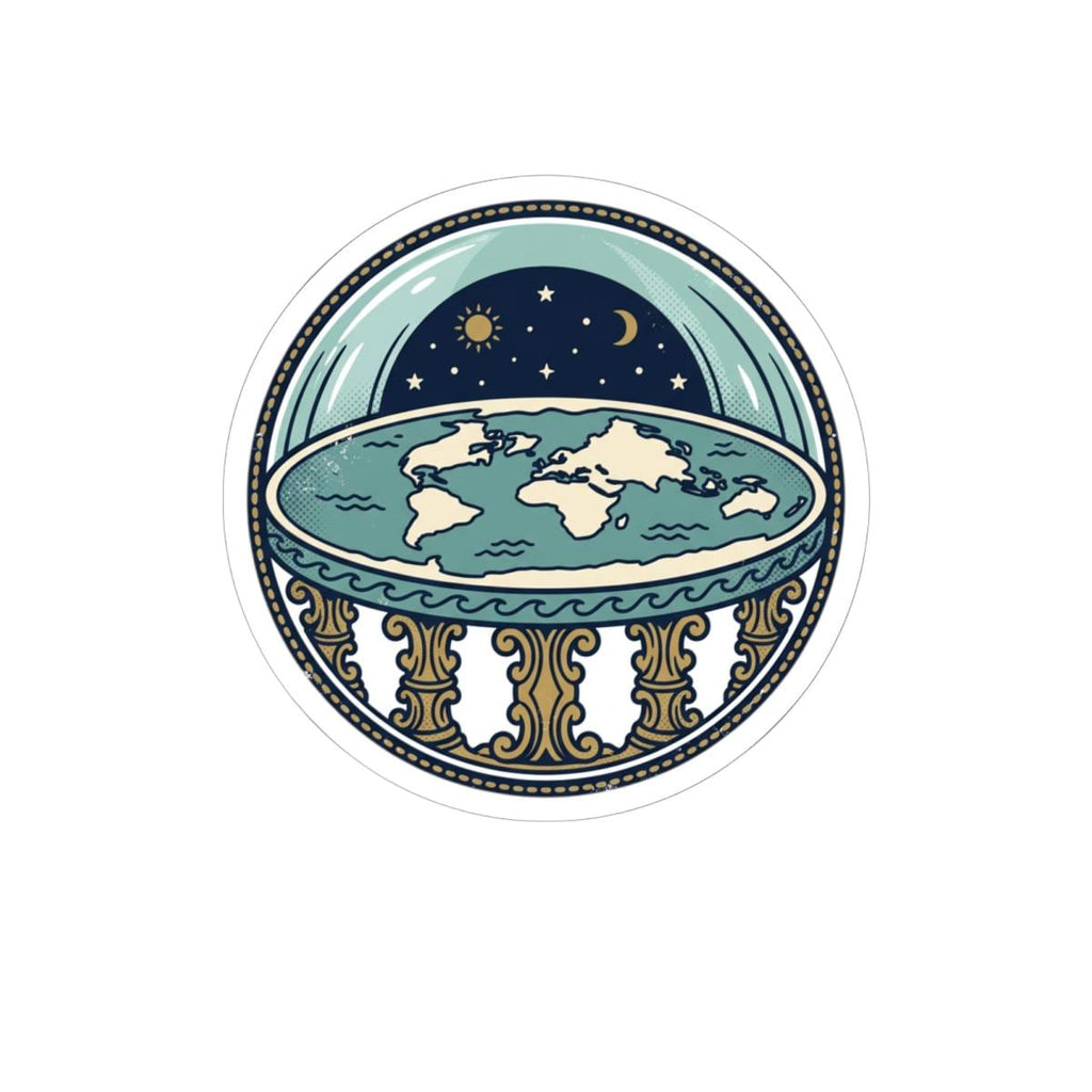 Flat Earth Map Stickers | Durable Vinyl Decals (Kiss-Cut)