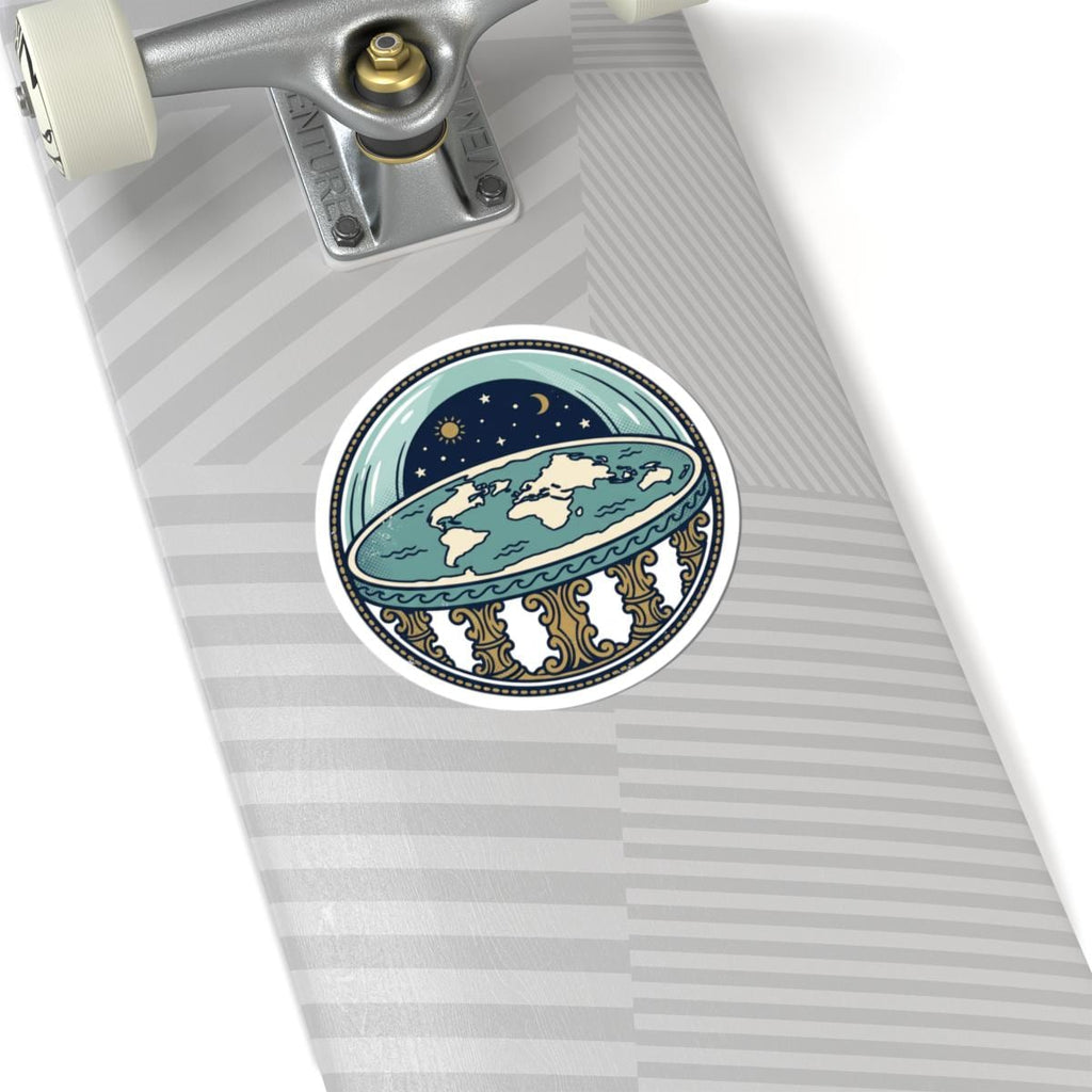 Flat Earth Map Stickers | Durable Vinyl Decals (Kiss-Cut)