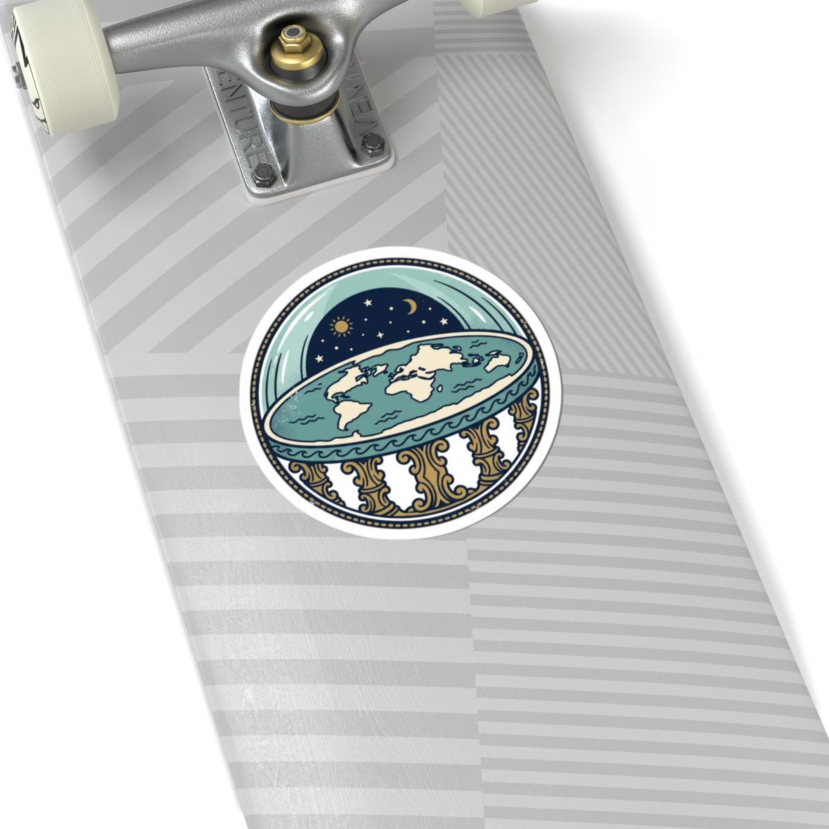 Flat Earth Map Stickers | Durable Vinyl Decals (Kiss-Cut)