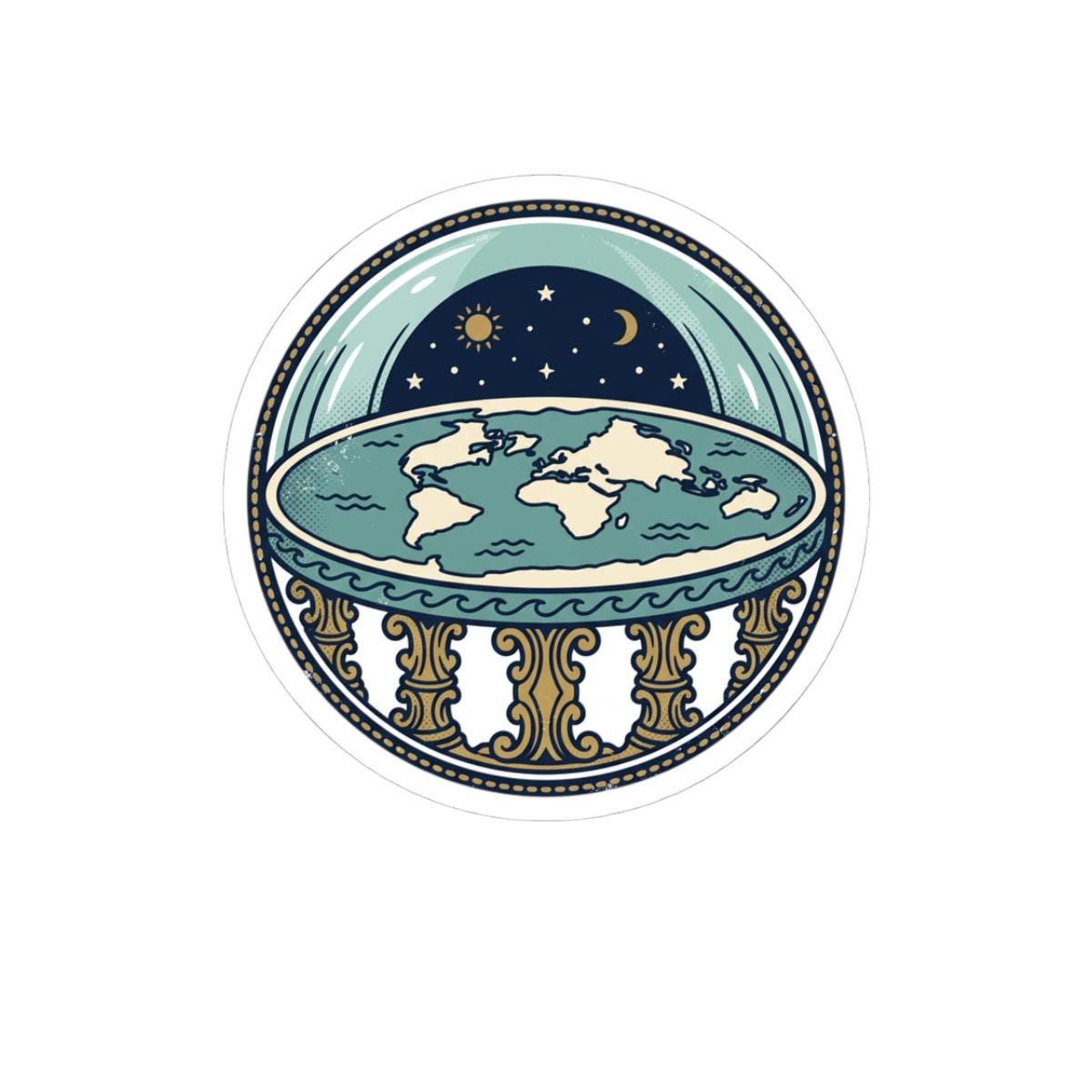 Flat Earth Map Stickers | Durable Vinyl Decals (Kiss-Cut)
