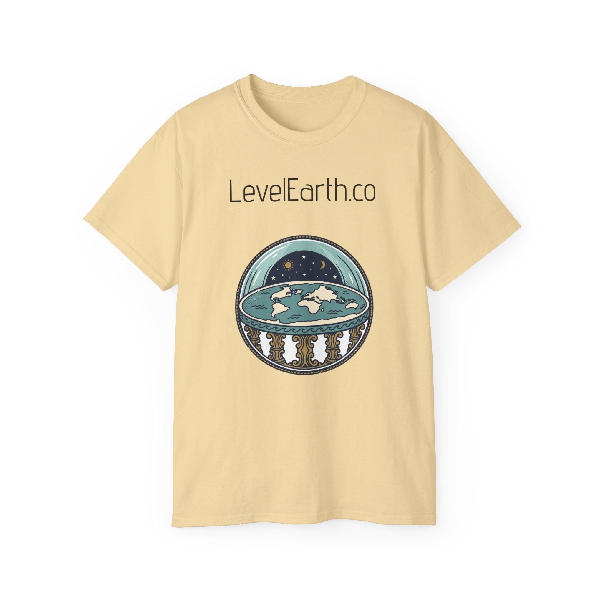 Flat Earth Dome Illustration T-Shirt | LevelEarth.co Logo