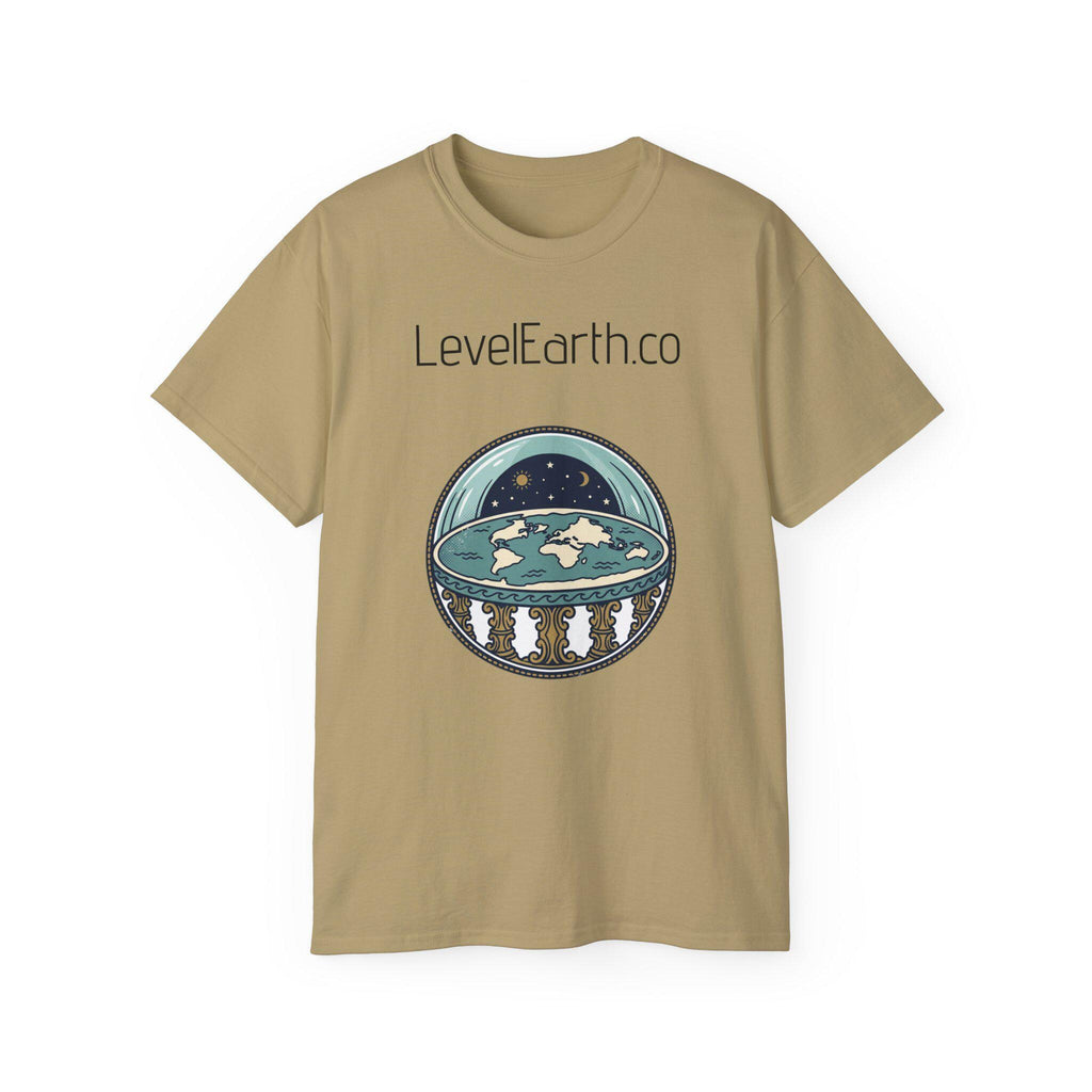 Flat Earth Dome Illustration T-Shirt | LevelEarth.co Logo