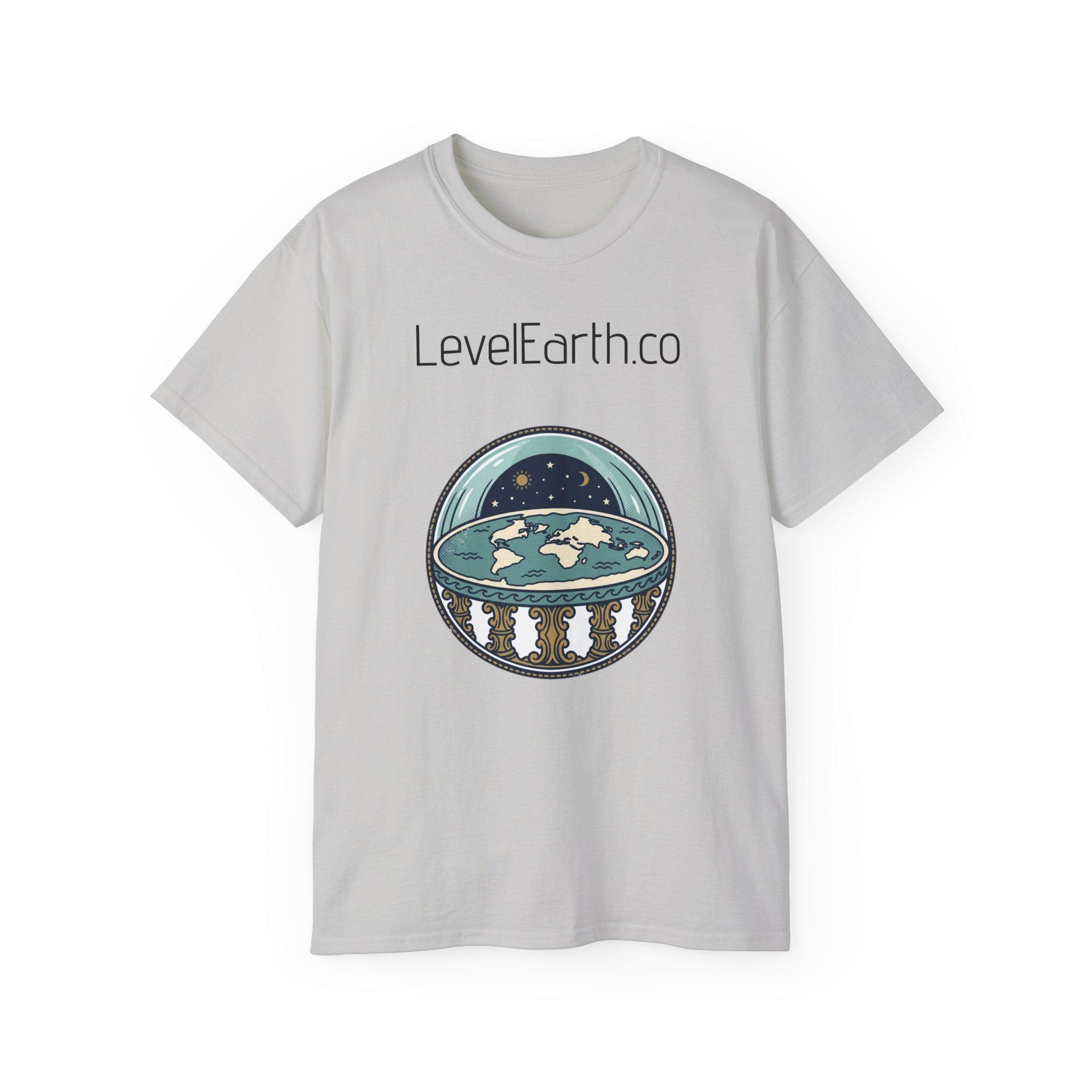 Flat Earth Dome Illustration T-Shirt | LevelEarth.co Logo