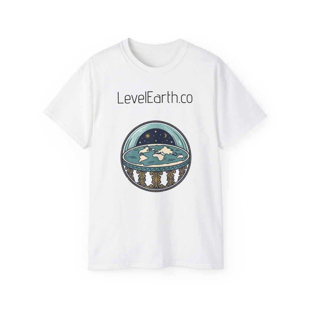 Flat Earth Dome Illustration T-Shirt | LevelEarth.co Logo